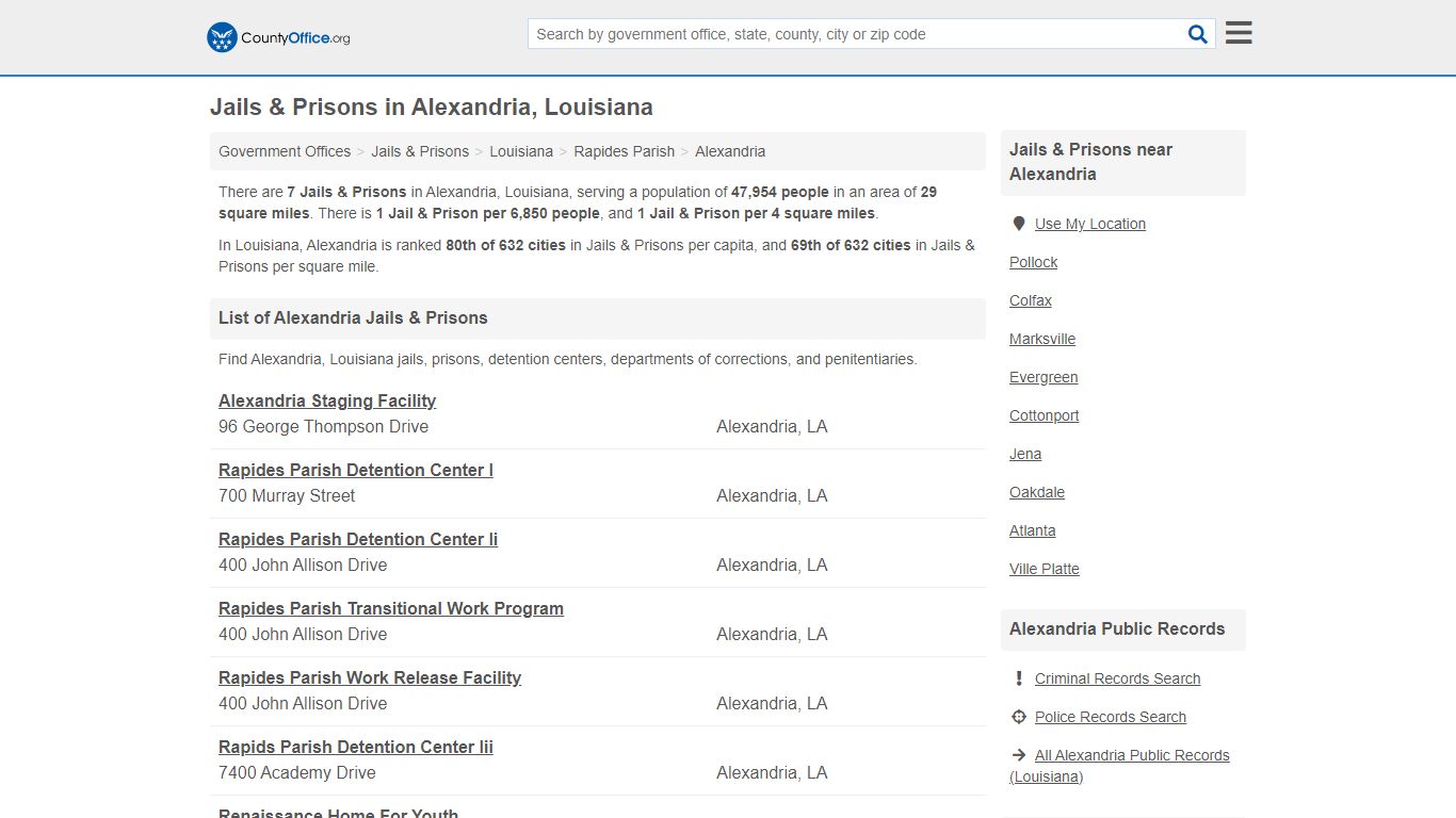 Jails & Prisons - Alexandria, LA (Inmate Rosters & Records)